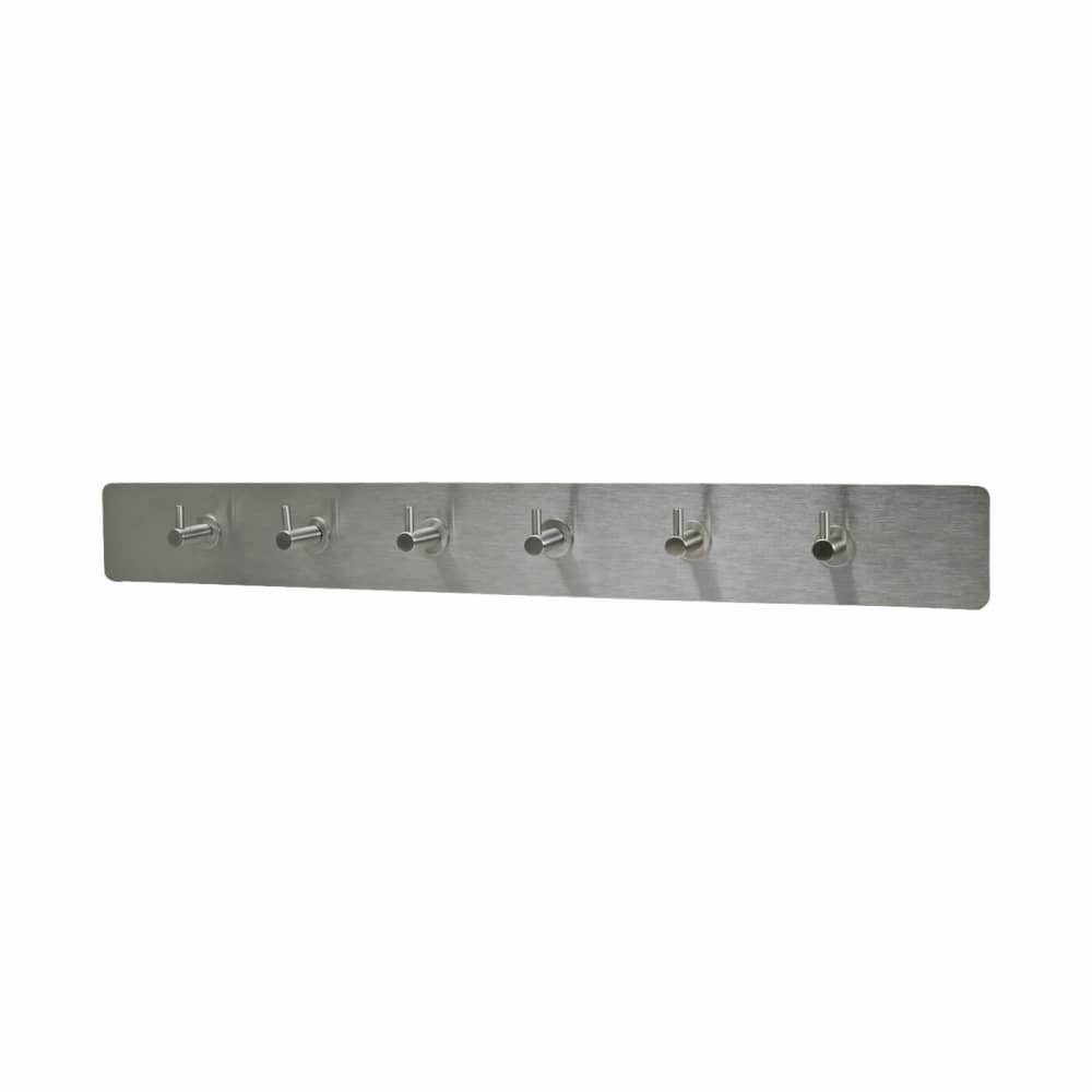 Hampstead Hook on Plate - 640 x 75mm - 6 Hooks - Satin Stainless Steel