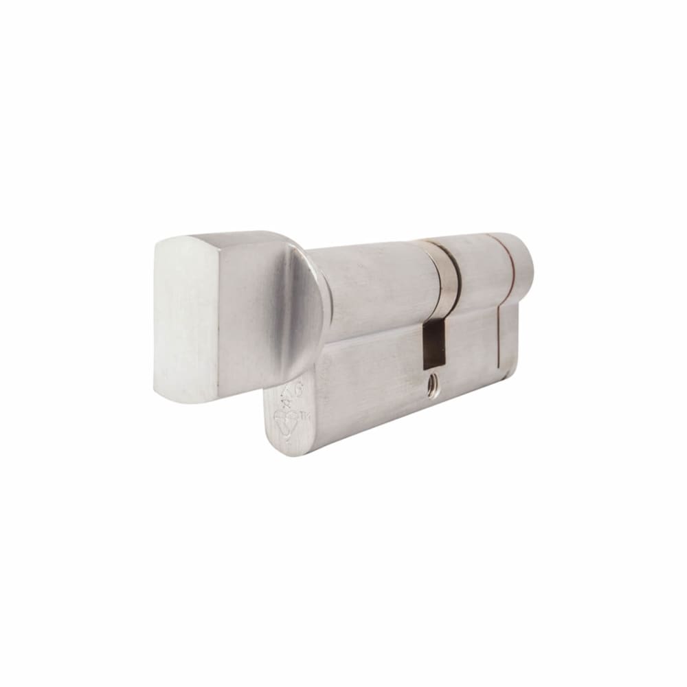 Yale 1 Star 6 Pin Kitemarked 90mm Euro Thumbturn Cylinder - 45mm Turn + 45mm - Polished Nickel 