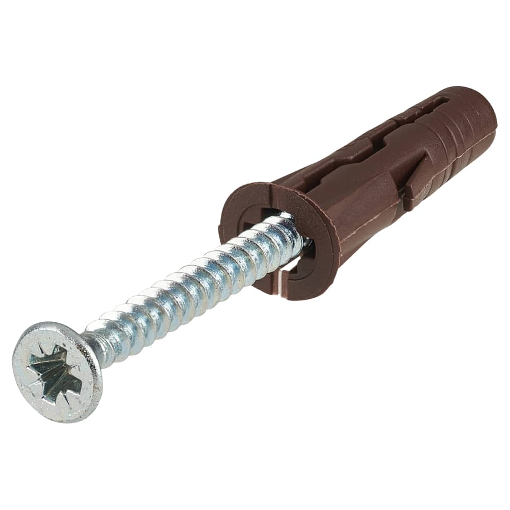 Rawlplug UNO Universal Wall Plugs and Screws - 7 x 30mm - Brown - Jar of 450 Plugs and 450 Screws