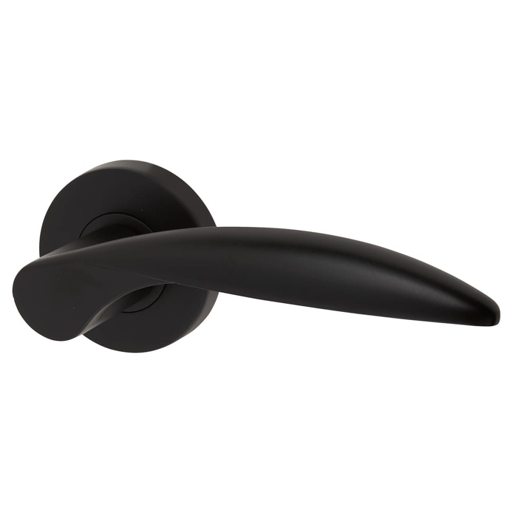Jigtech Cresta Door Handle on Rose - Matt Black