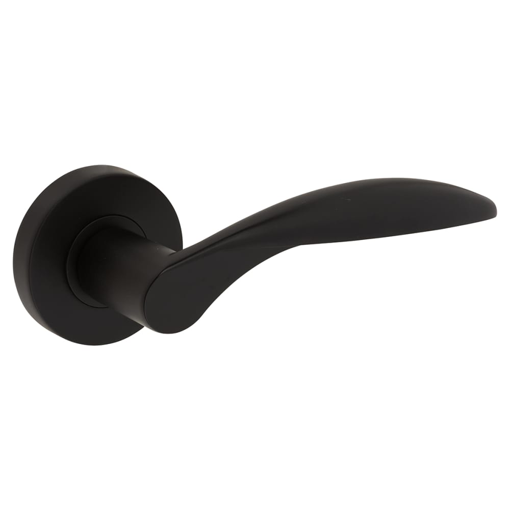 Jigtech Cresta Door Handle on Rose - Matt Black
