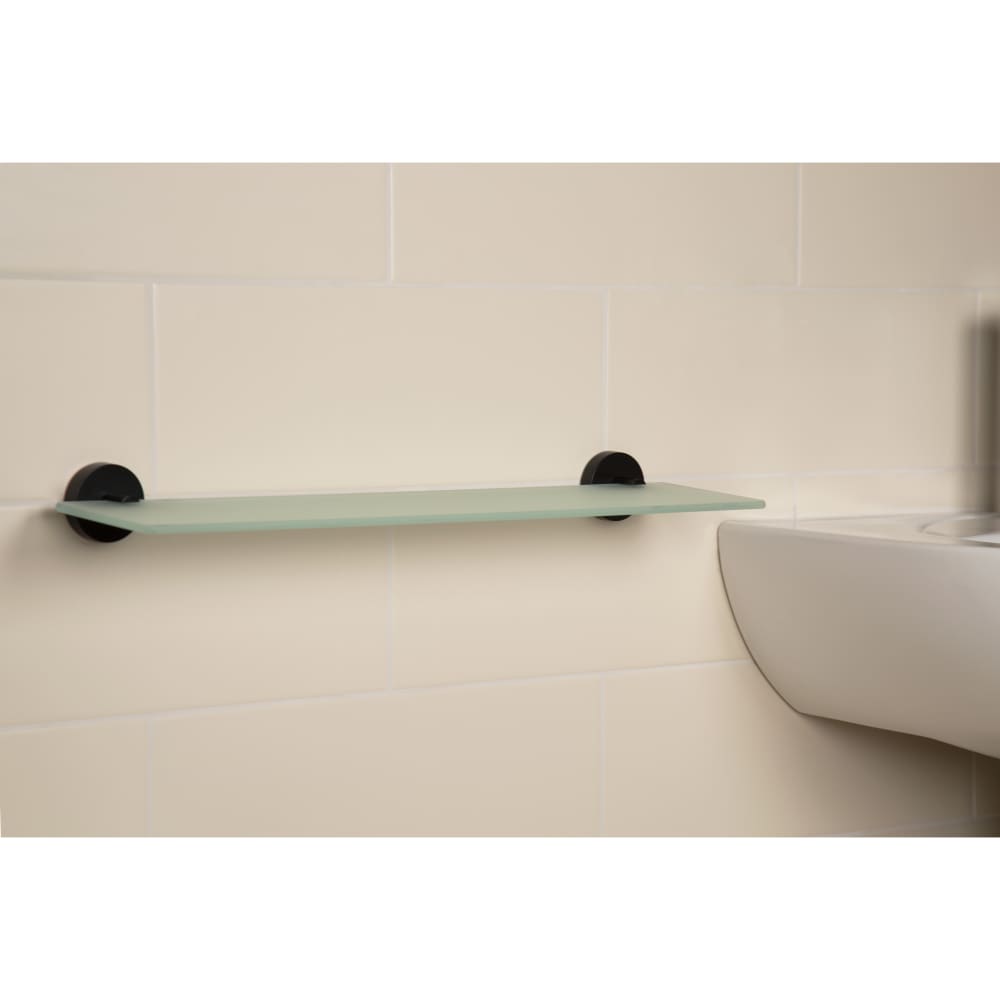 Metlex Cygnus Glass Shelf - 530 x 125 x 54mm - Matt Black