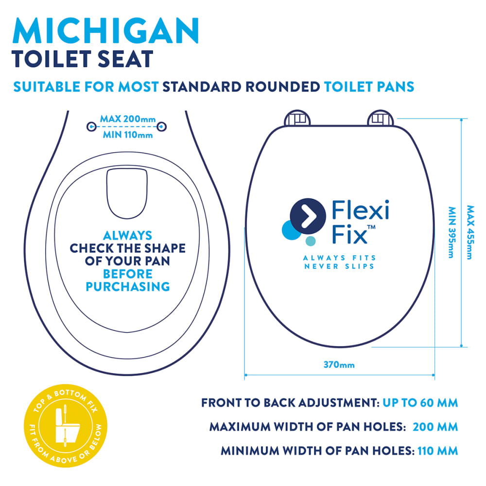 Croydex Michigan Slimline Flexi-Fix Soft Close Toilet Seat - White