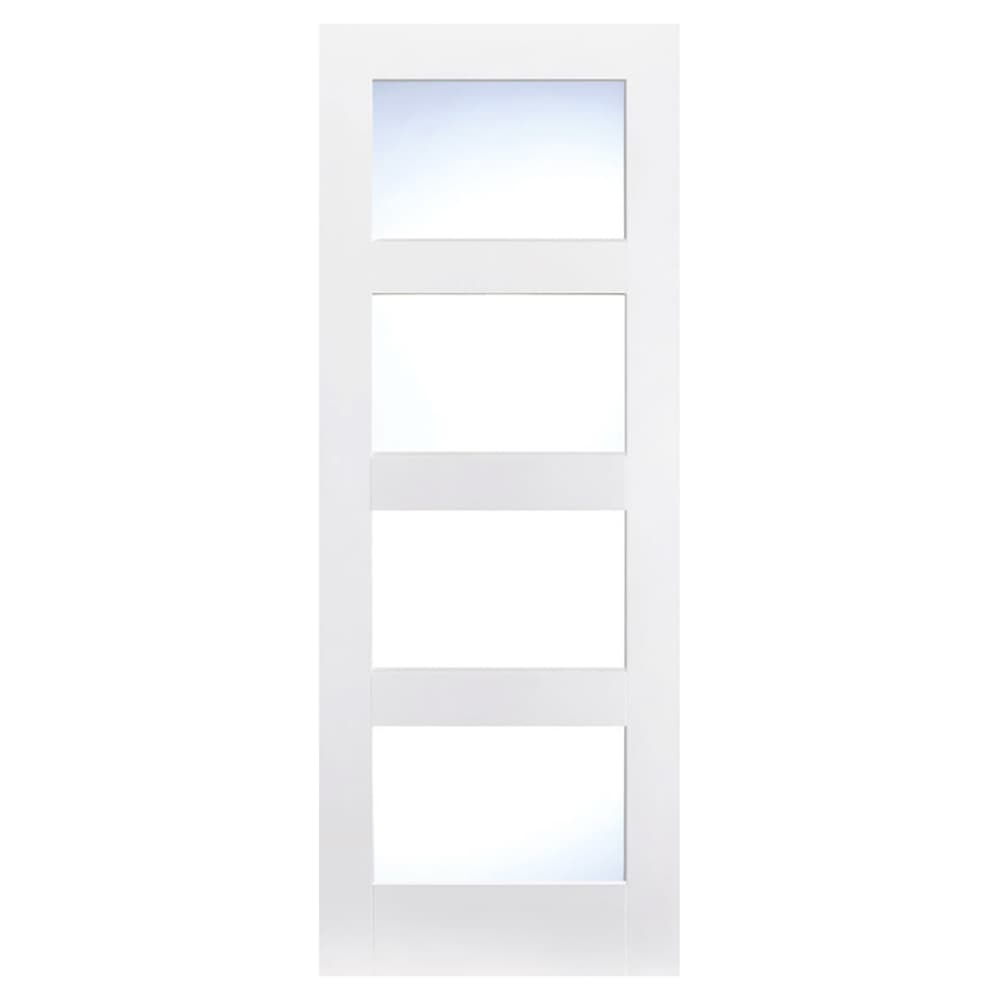 LPD Shaker 4 Light Clear Glazed Primed Solid Internal Door - 2040 x 826 x 40mm - White
