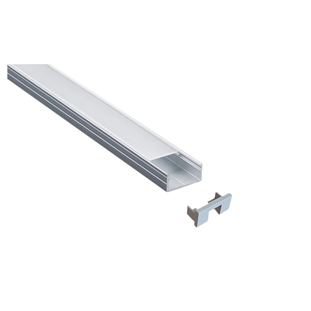 Sensio Fino Surface Mounted Profile with End Caps and Brackets - 1000mm - Aluminium