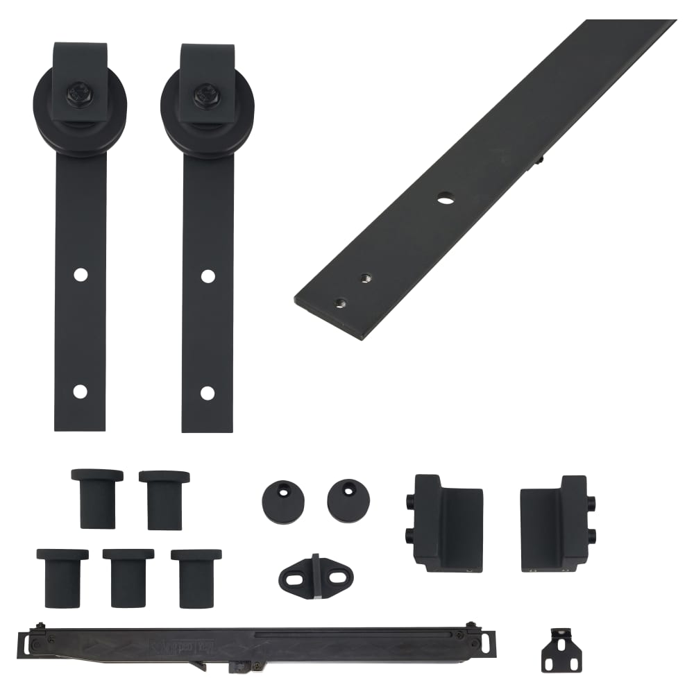 Barrierslide Barn Strap Sliding Door Gear Kit - 2000mm Track - 80kg Max Door Weight - Black