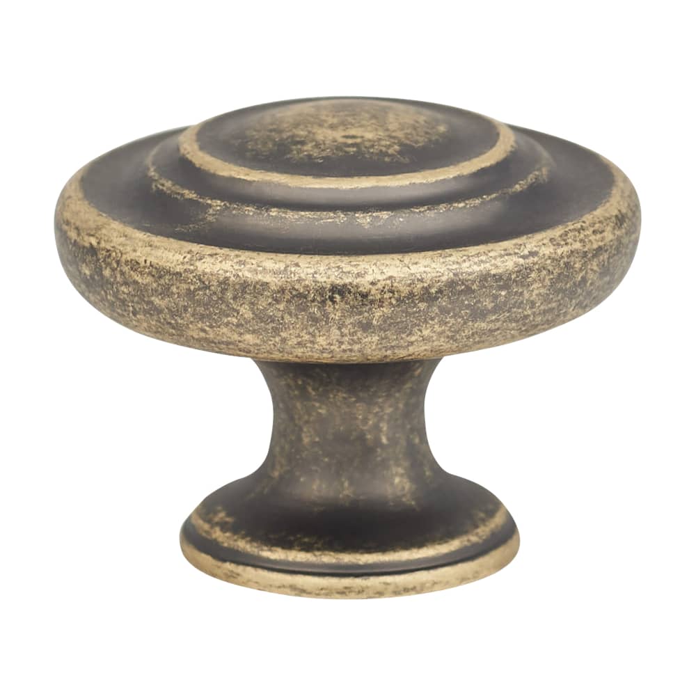 Olde Forge Readford Round Cabinet Knob - 33mm Diameter - Antique Brass