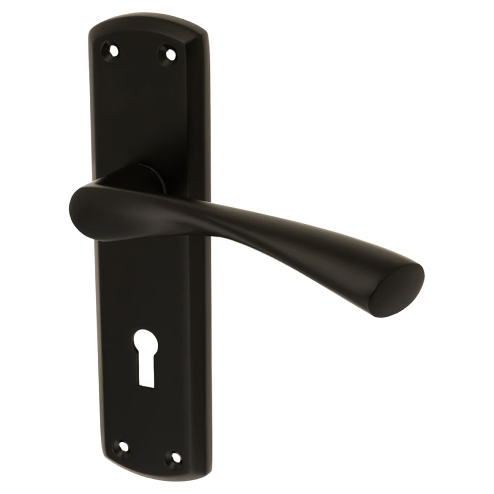 Touchpoint Monza Lock Door Handle - Keyhole - 175 x 45mm - Matt Black 
