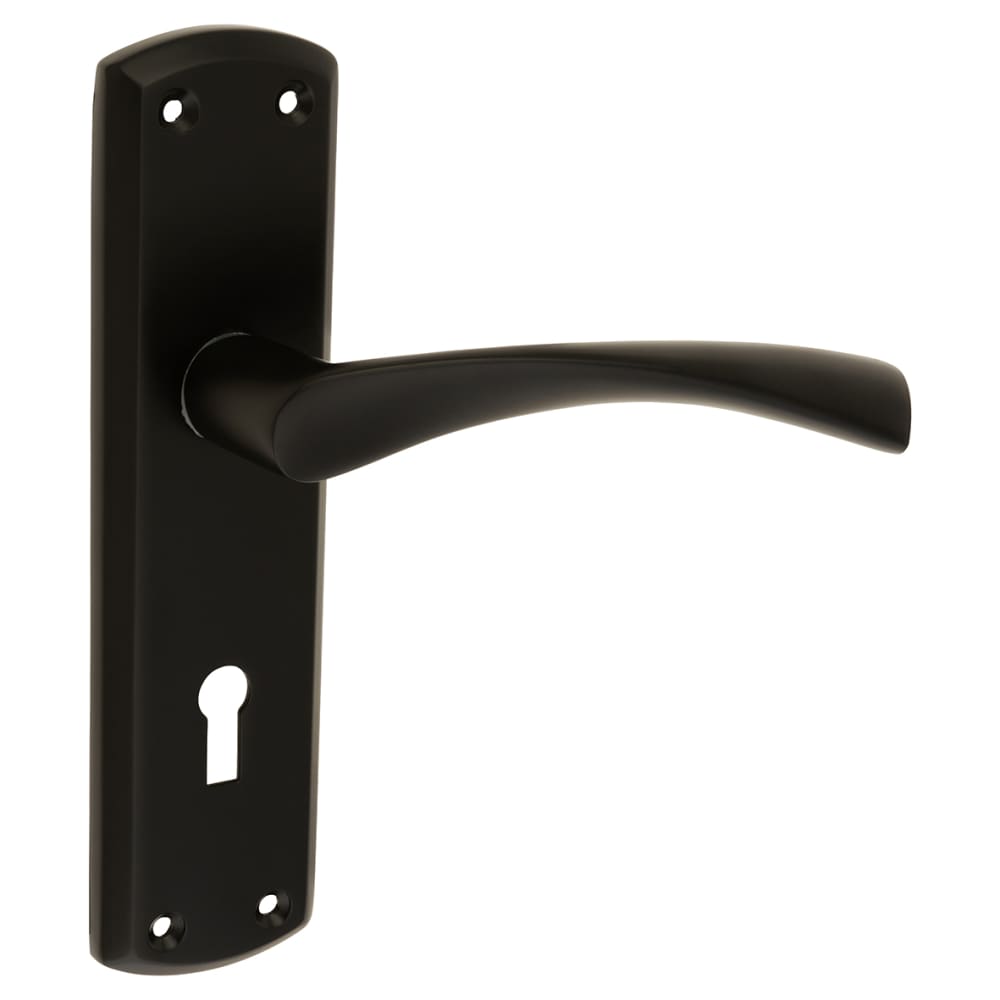 Touchpoint Monza Lock Door Handle - Keyhole - 175 x 45mm - Matt Black 