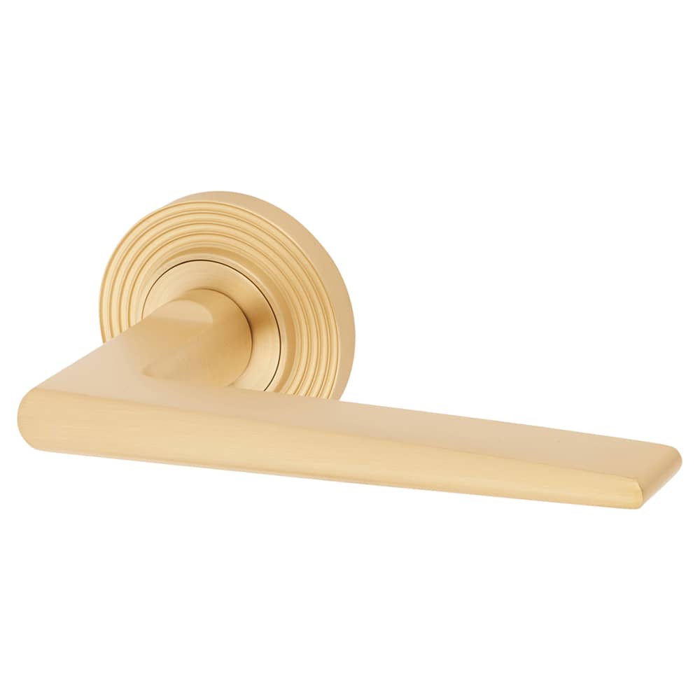 Burlington BUR10 by Frelan Mayfair Door Handle on Reeded Beehive Rose - Satin Brass