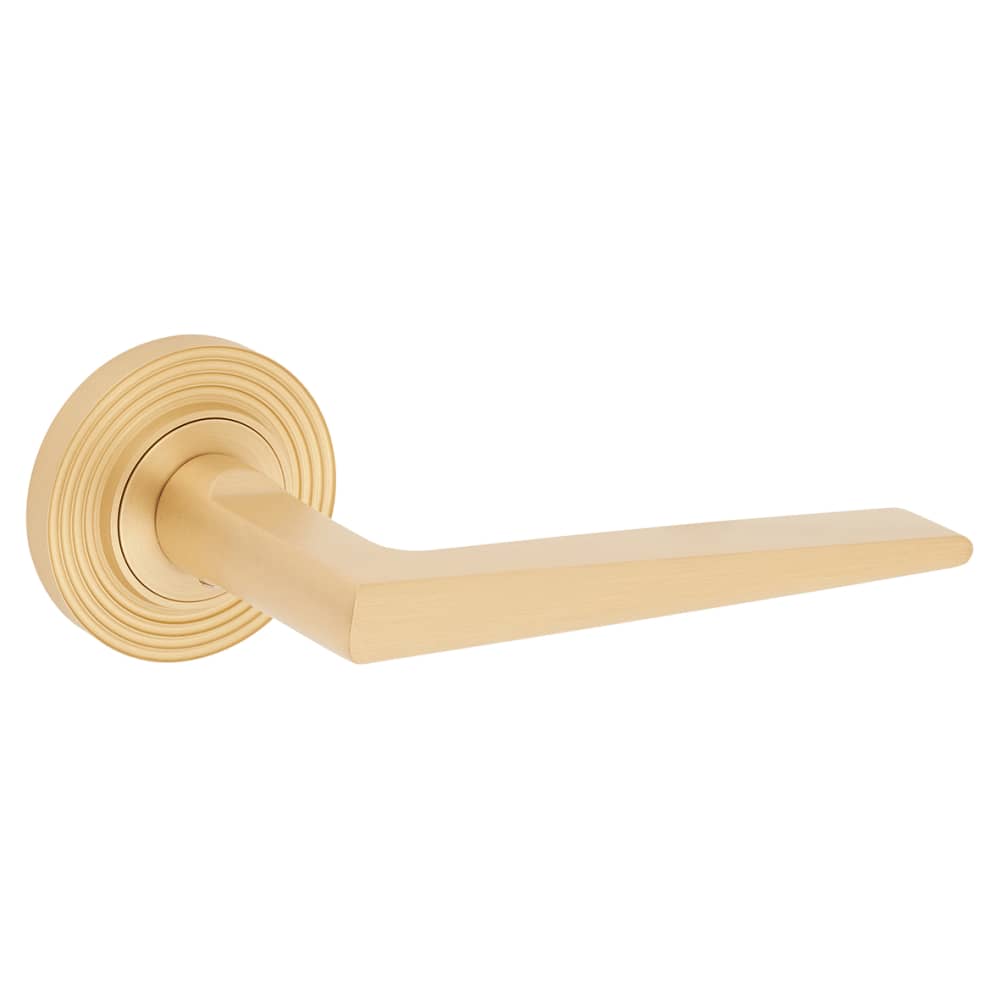 Burlington BUR10 by Frelan Mayfair Door Handle on Reeded Beehive Rose - Satin Brass
