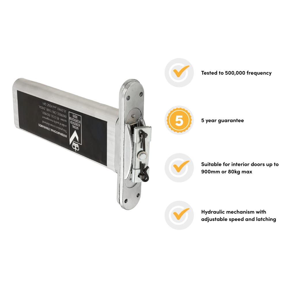 Numatic Concealed Jamb Door Closer - Satin Chrome