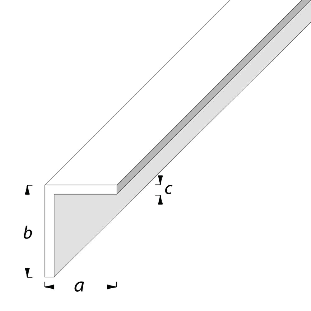 Rothley 1000mm Plastic Angle - Unequal Sided - 20 x 10 x 1.5mm - White