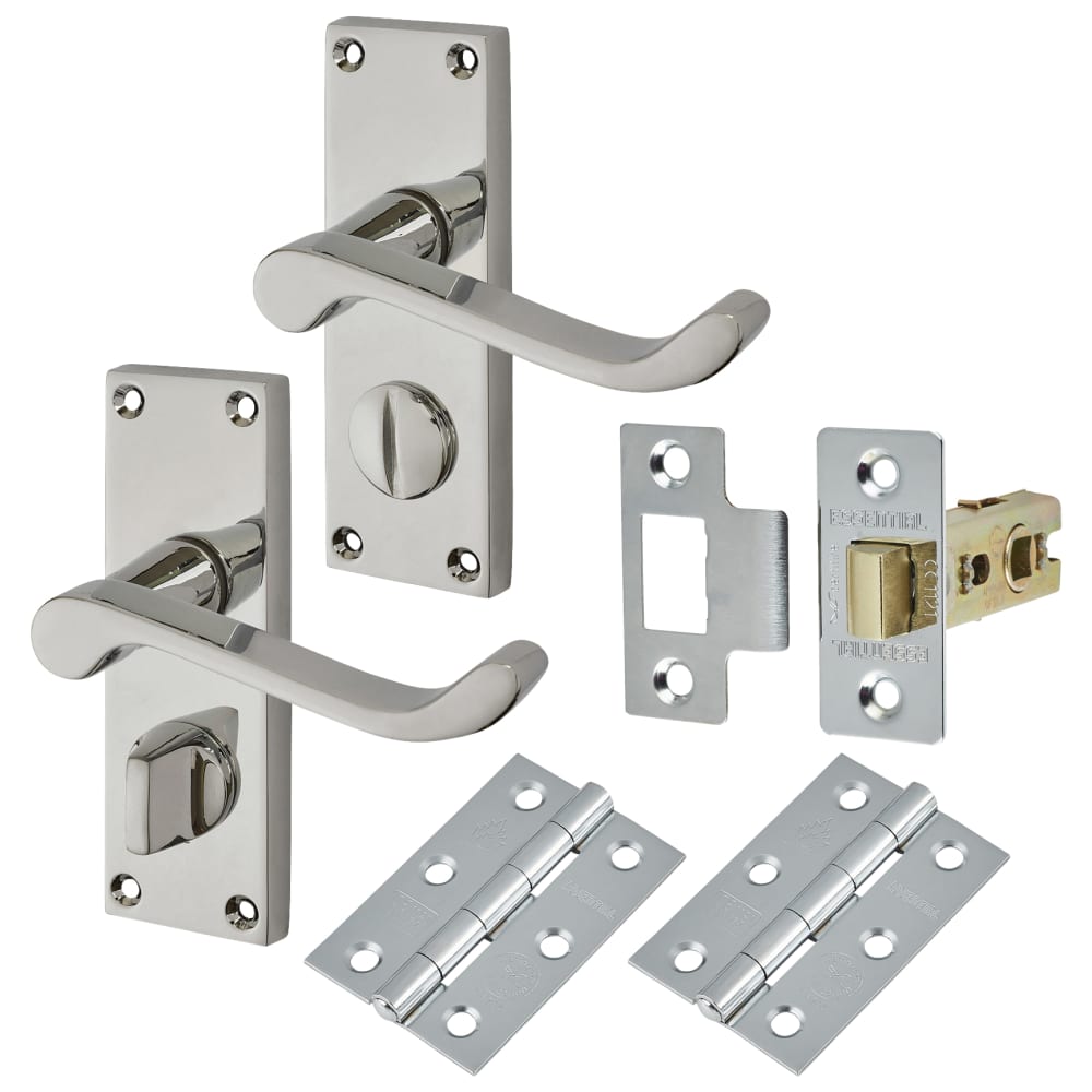 Touchpoint Budget Scroll Door Handle Kit Privacy Set Polished Chrome IronmongeryDirect