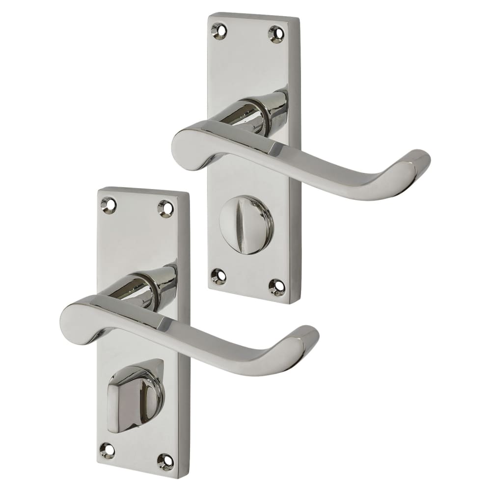 Touchpoint Budget Scroll Door Handle Kit Privacy Set Polished Chrome IronmongeryDirect