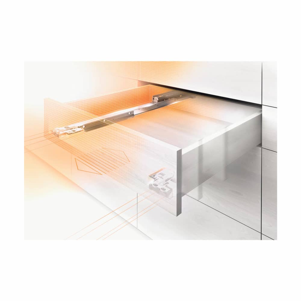 Blum MOVENTO BLUMOTION Soft Close Concealed Drawer Runner - Double Extension - 500mm Length - 70kg 