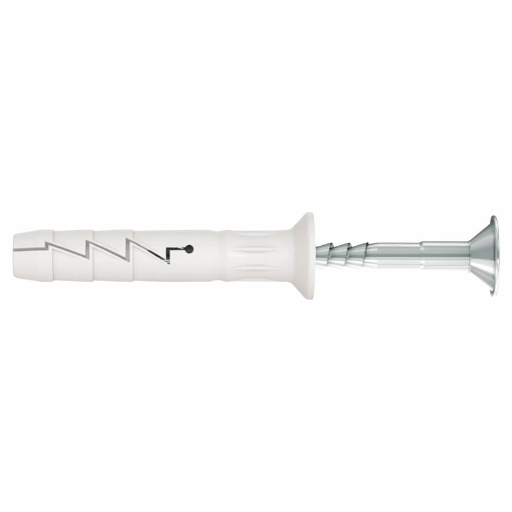 Rawlplug Nylon Countersunk Hammer Fixing - 8 x 120mm - White - Pack of 50