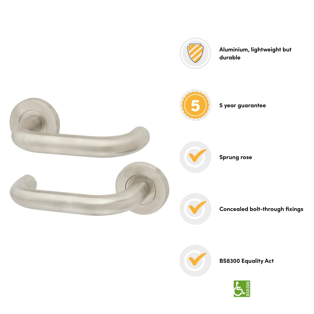 Touchpoint 19mm Return to Door Handle on Rose - Satin Stainless Steel