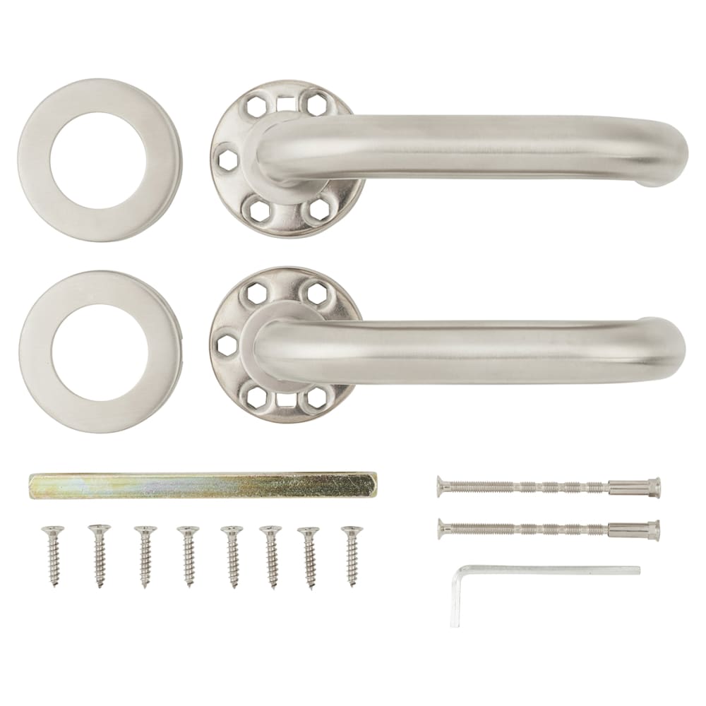 Touchpoint 19mm Return to Door Handle on Rose - Satin Stainless Steel