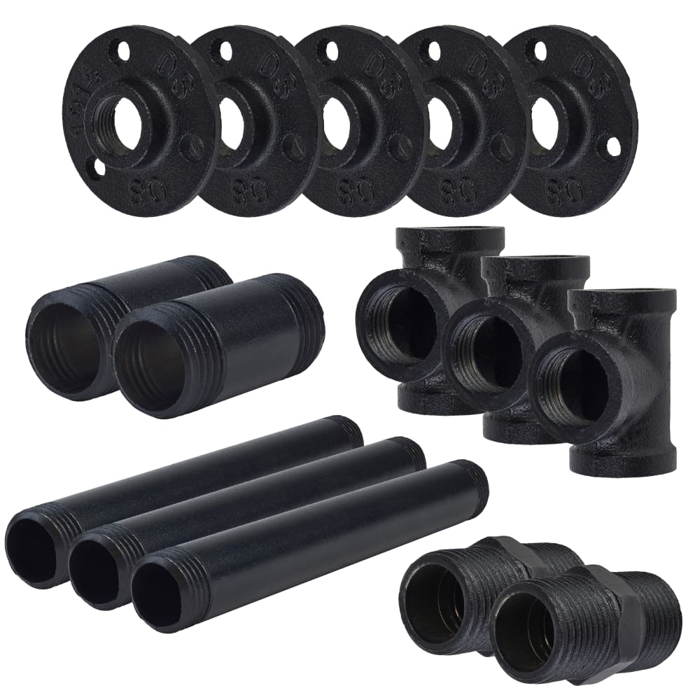 Altro 3/4" Pipe Triple Candle Holder - Black 