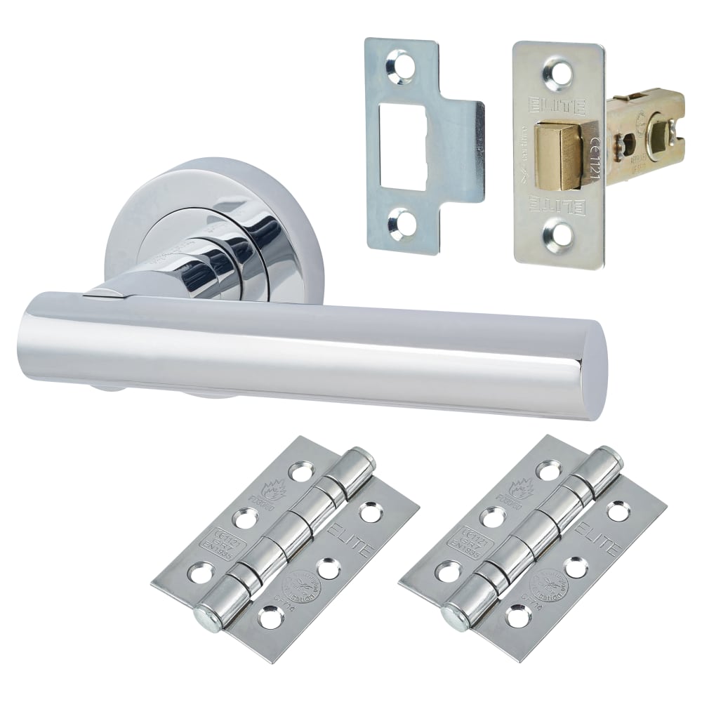 Altro Bella Latch Door Handle on Rose Kit - Polished Chrome
