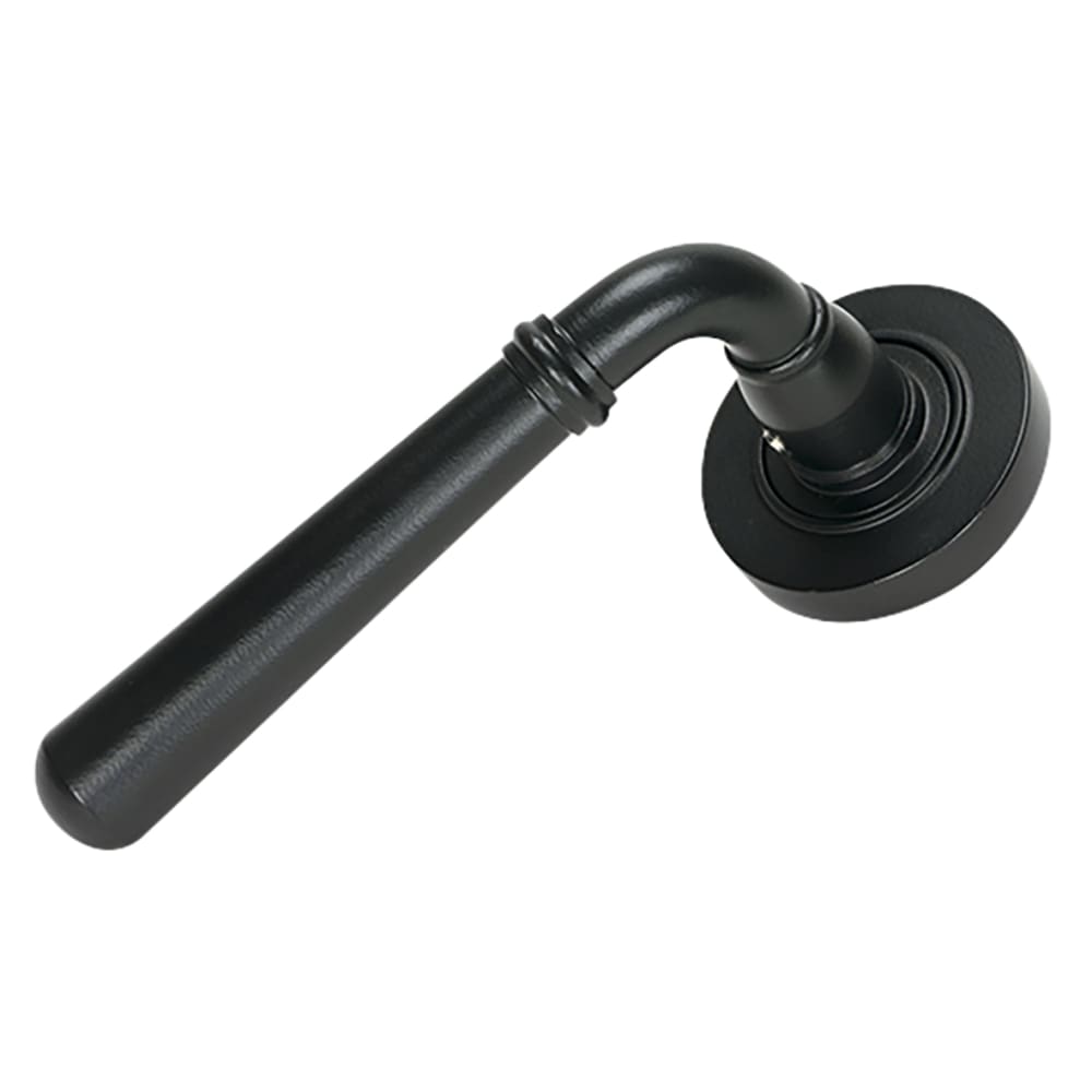 From The Anvil Newbury Door Handle on Plain Rose - Matt Black