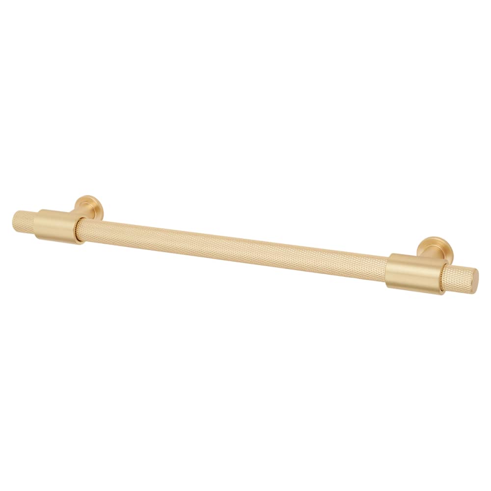 Hampstead Falmouth 12mm Knurled T-Bar Cabinet Pull Handle - 192mm Centres - Satin Brass