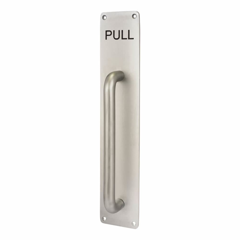 Altro D-Bar Door Pull Handle on Plate - PULL - Screw Fix - 375 x 75 x 3mm - Satin Aluminium