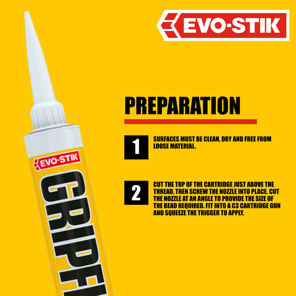 Evo-Stik Yellow Gripfill Grab Adhesive - Solvent Free - 350ml - White