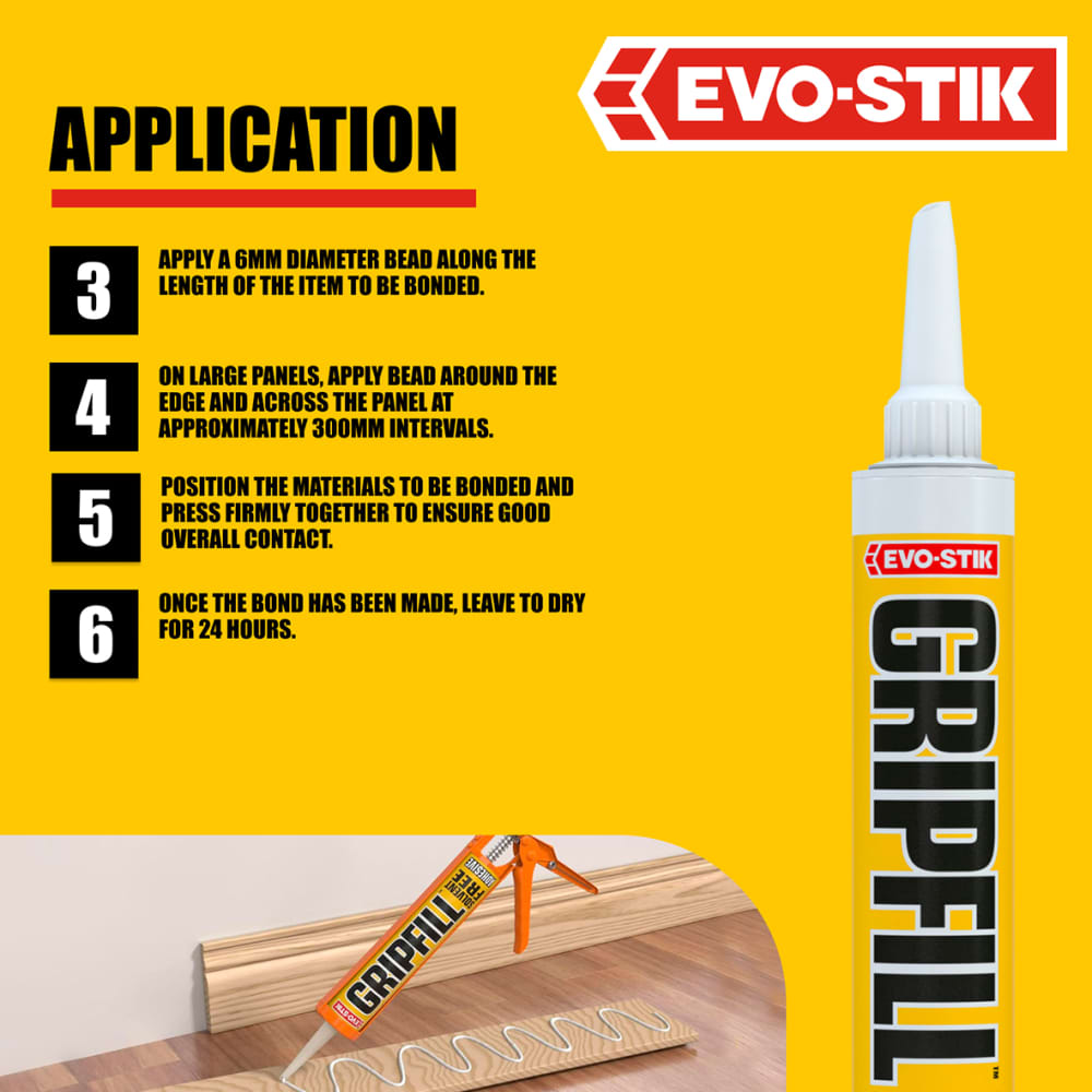 Evo-Stik Yellow Gripfill Grab Adhesive - Solvent Free - 350ml - White
