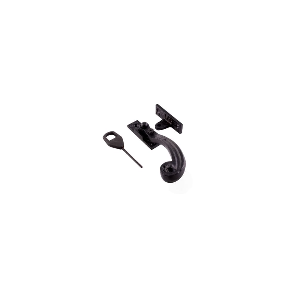 Olde Forge Tudor Locking Wedge Casement Window Fastener - Left Hand - Antique Black Iron