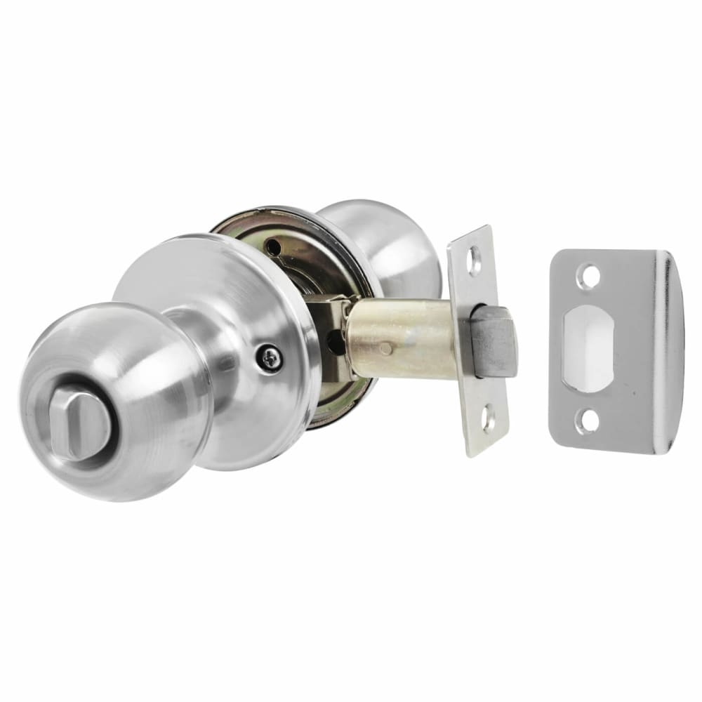 Touchpoint Bala Hotel Mortice Door Knobset - Bathroom - 65mm Rose Diameter - Satin Chrome