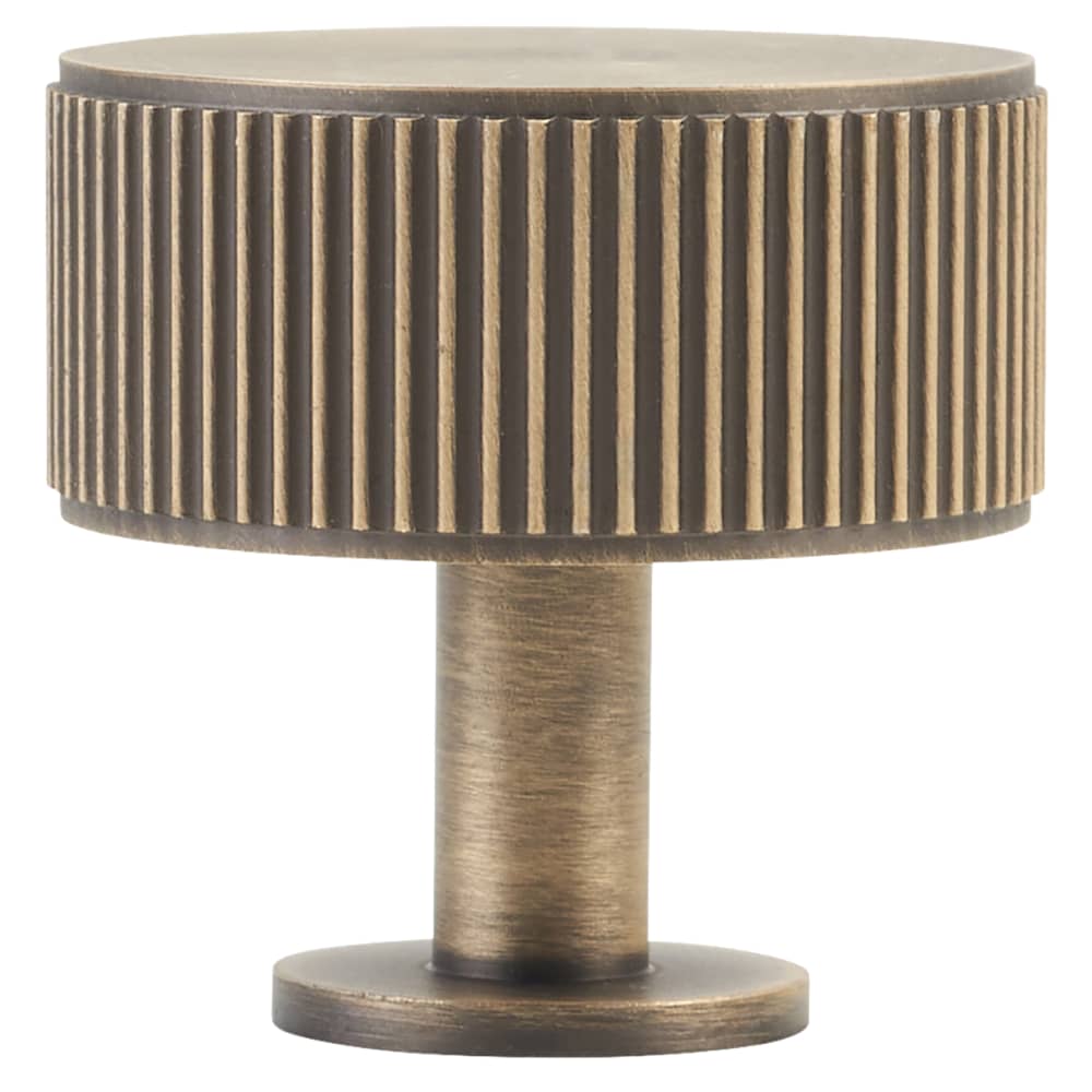 Carlisle Brass Knurled Radio Cabinet Knob - 35mm Diameter - Antique Brass, IronmongeryDirect