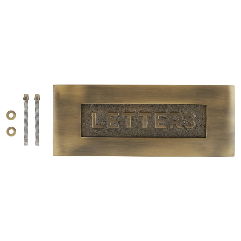 Heritage Brass by M Marcus Embossed Letter Plate - 254 x 102mm - Antique Brass