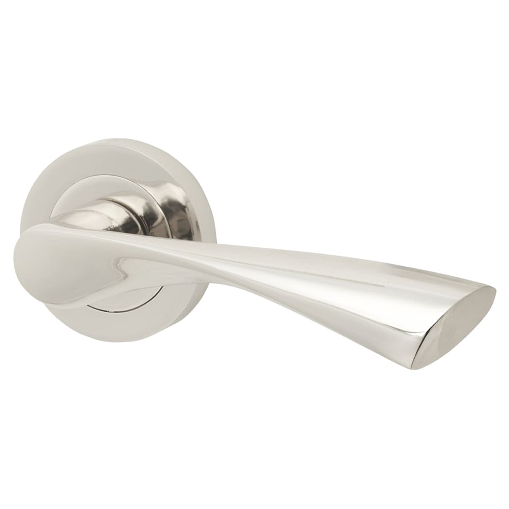 Touchpoint Ariel Door Handle on Rose - Polished Nickel