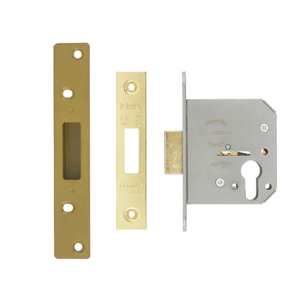 ERA Viscount Euro Profile Deadlock - 76mm Case - 56mm Backset - Polished Brass