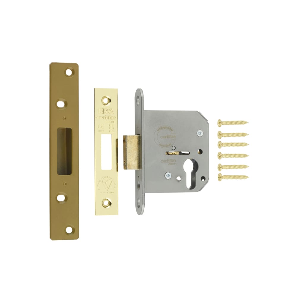 ERA Viscount Euro Profile Deadlock - 76mm Case - 56mm Backset - Polished Brass