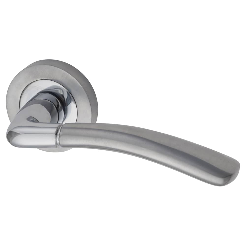 Altro Berkshire Door Handle on Rose - Satin/Polished Chrome