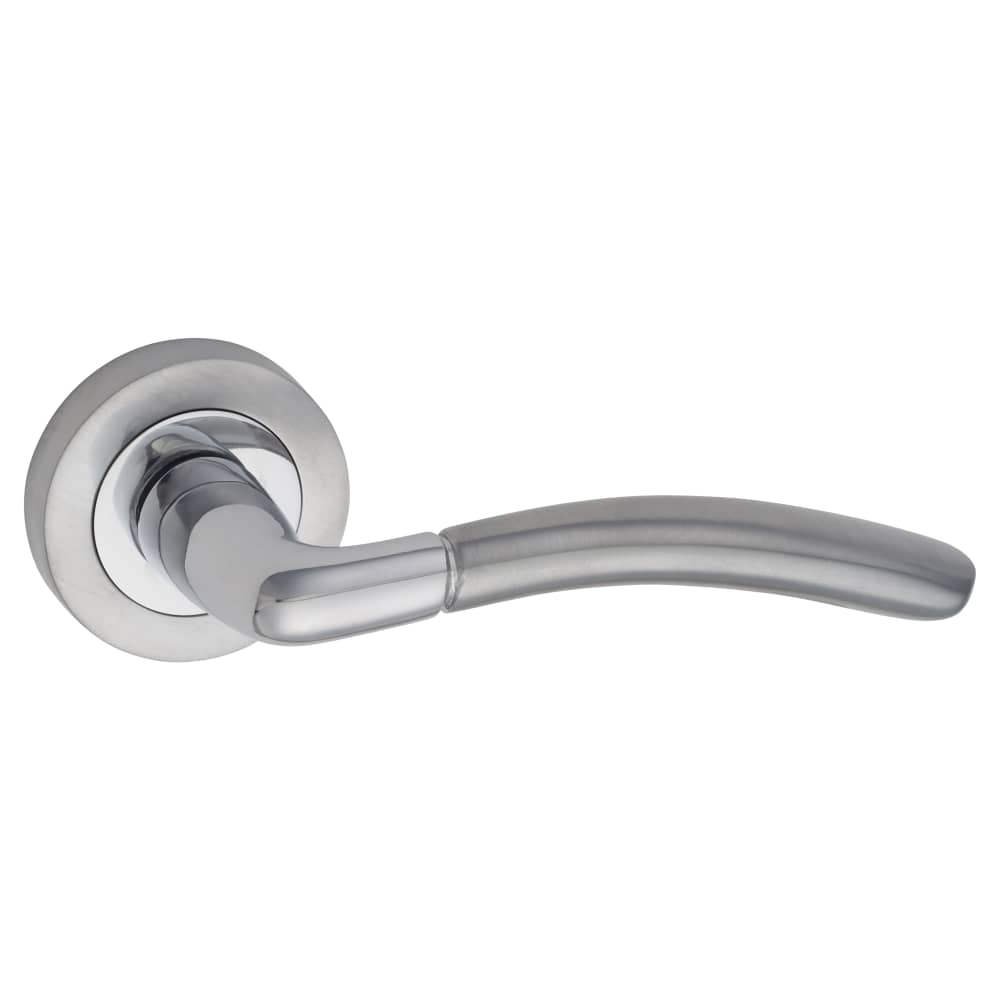 Altro Berkshire Door Handle on Rose - Satin/Polished Chrome