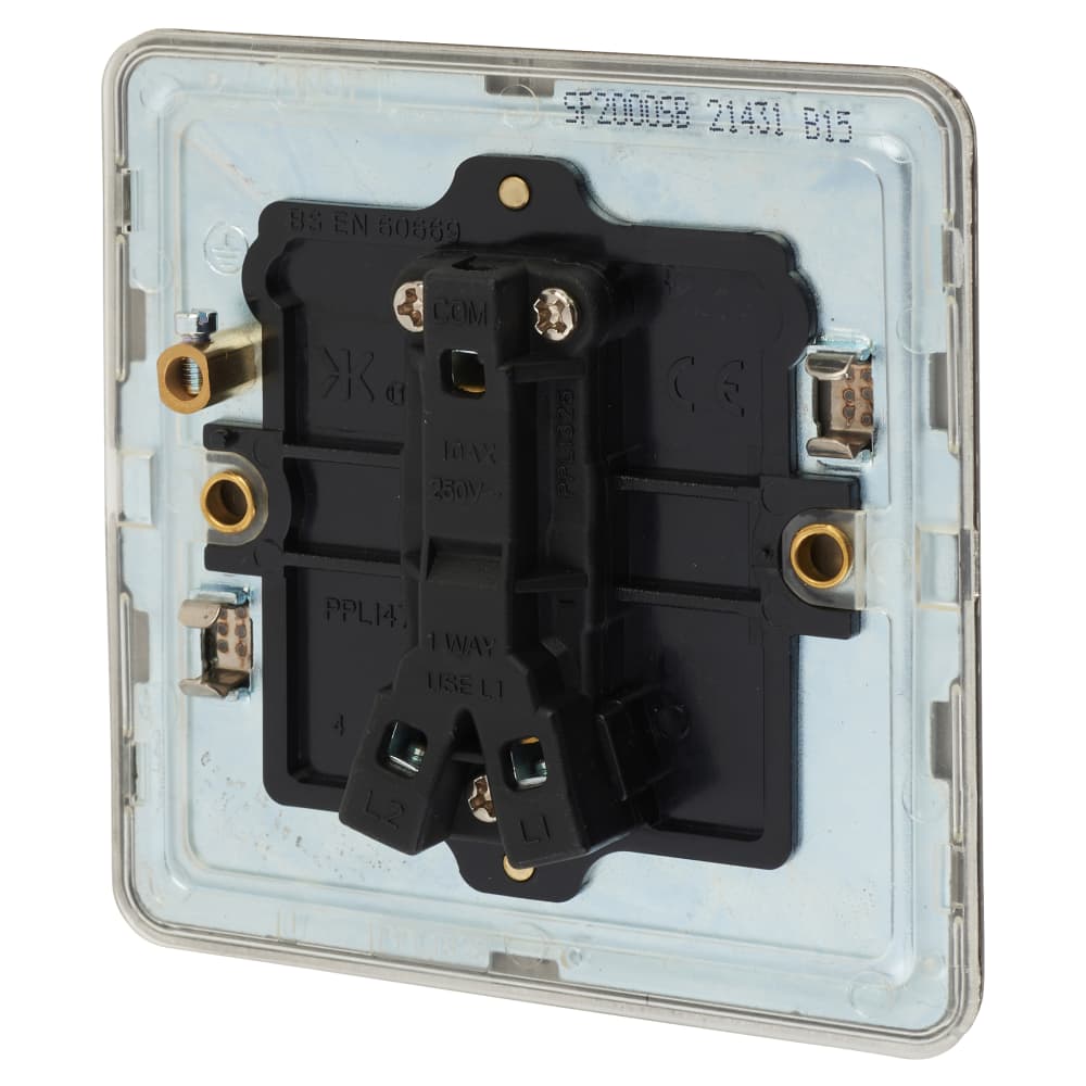 Knightsbridge 10AX 1 Gang Screwless Flat Plate Light Switch - Smoked Bronze 