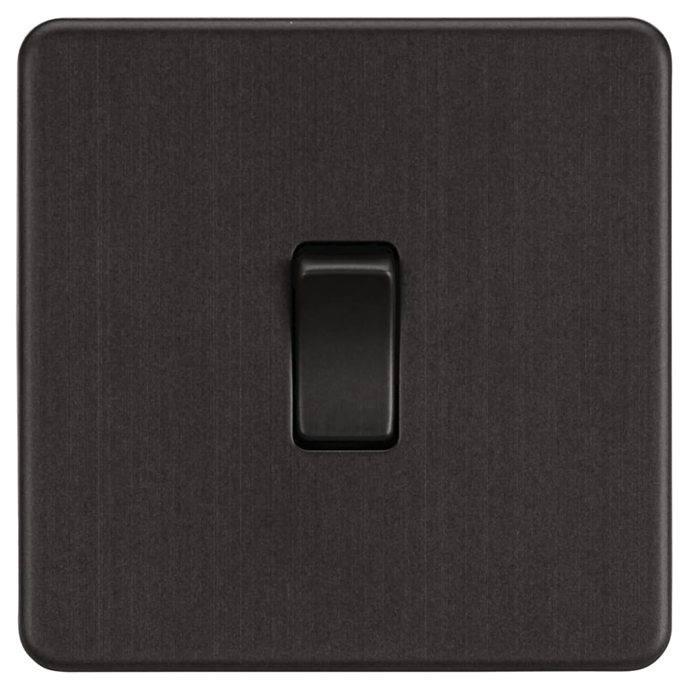 Knightsbridge 10AX 1 Gang Screwless Flat Plate Light Switch - Smoked Bronze 