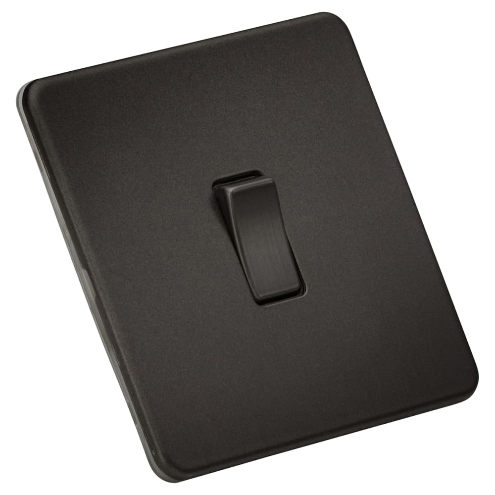 Knightsbridge 10AX 1 Gang Screwless Flat Plate Light Switch - Smoked Bronze 