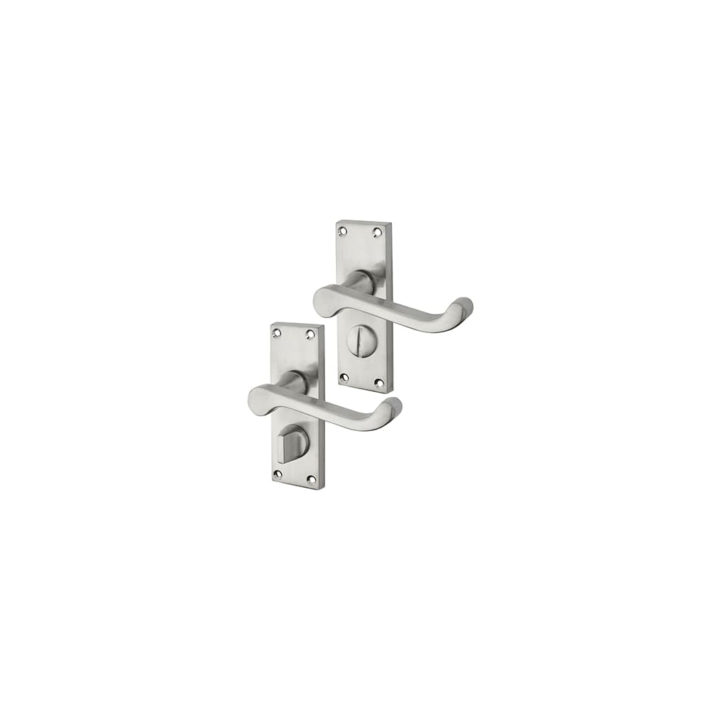 Touchpoint Mia Budget Scroll Privacy Door Handle - Short Plate - 114 x 42mm - Satin Chrome