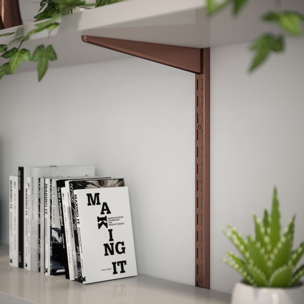 Rothley Twin Slot Shelf Bracket - 470mm Length - Antique Copper