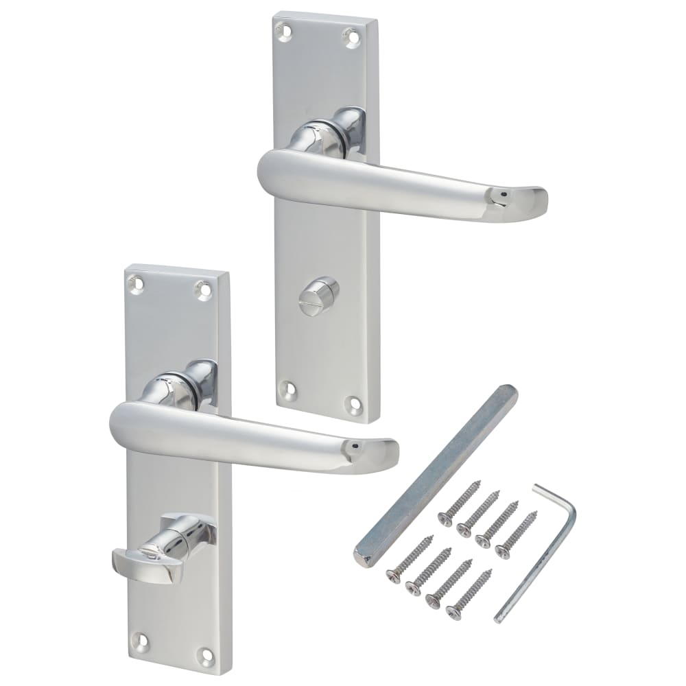 Touchpoint Victorian Straight Door Handle - Bathroom Set - Polished ...