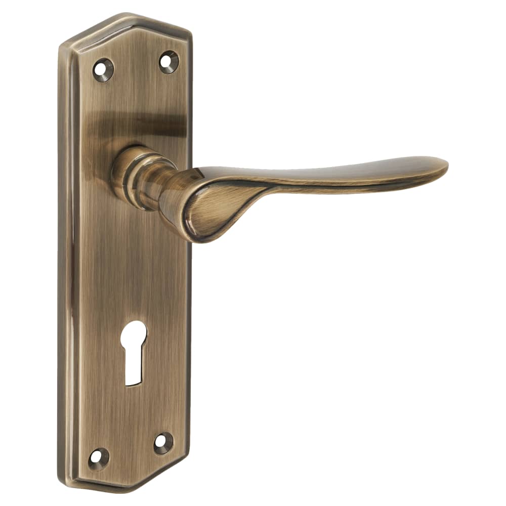 Altro Rome Lock Door Handle - Keyhole - 170 x 50mm - Antique Brass