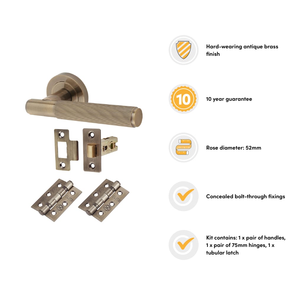 Altro Nova Lines Latch Door Handle on Rose Kit - Antique brass 