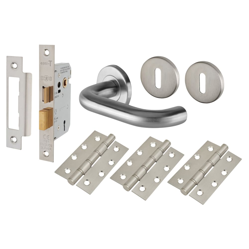 Touchpoint 19mm Return to Door 3 Lever Sashlock Door Handle on Rose Kit - Stainless Steel