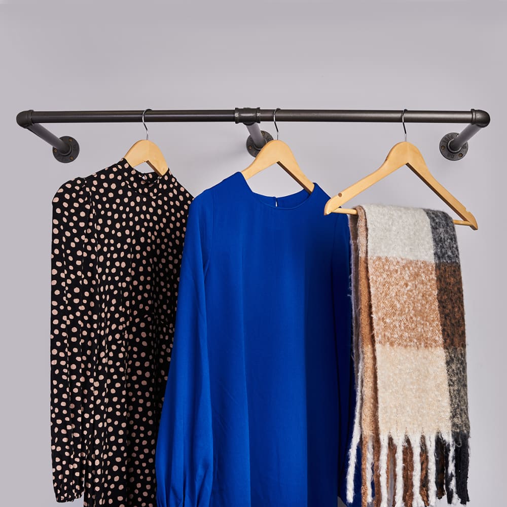 Altro 1/2" Long Pipe Wardrobe Rail Kit Grey IronmongeryDirect