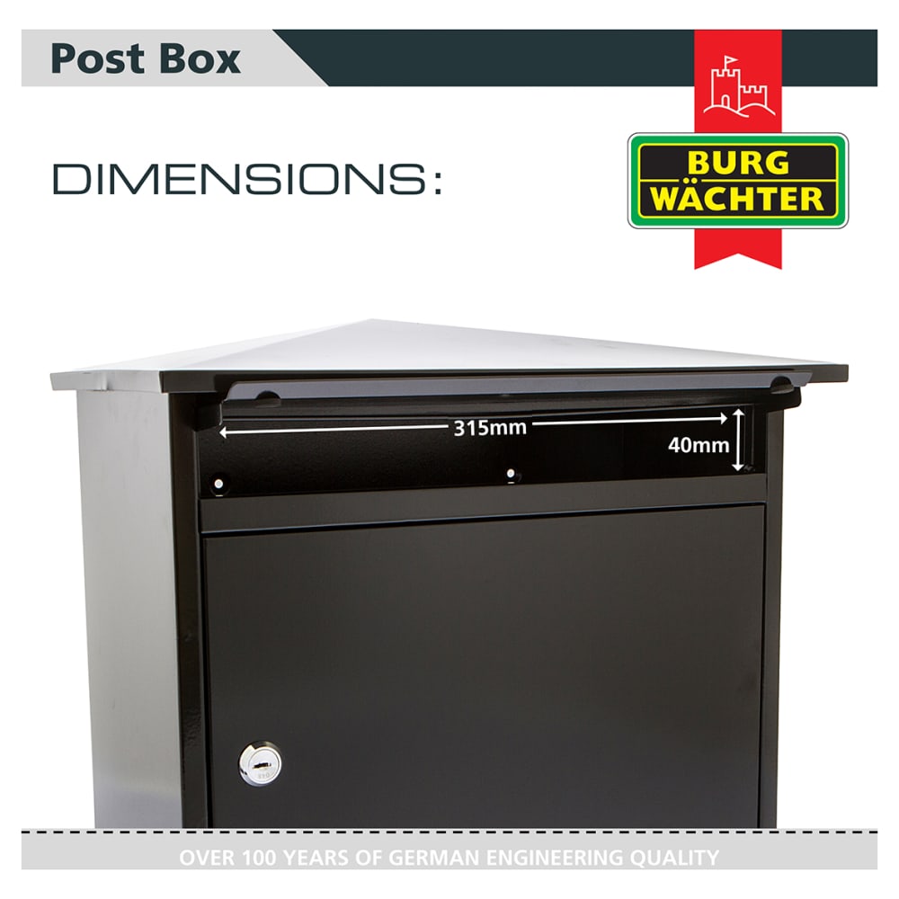 Burg Wachter Mersey Mailbox - 359 x 349 x 206mm - Black